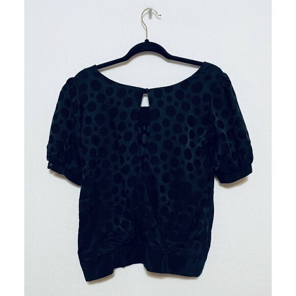 Sally Tseng Top Womens Size 6 Polka Dot Split Back Short Sleeve Boho - Picture 3 of 6